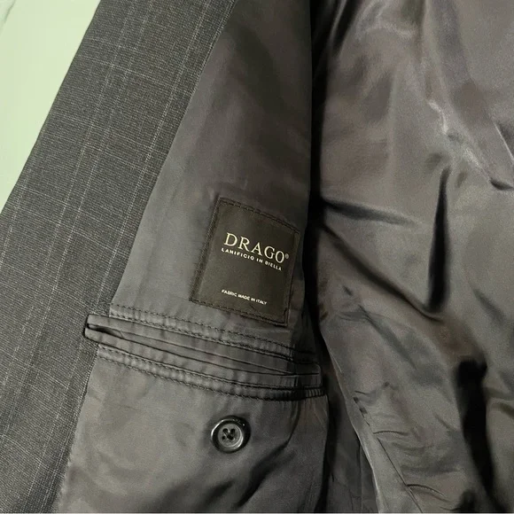 Brooks Brothers 1818 Regent Gray Charcoal Plaid Drago Wool Size 46/40 Suit Set